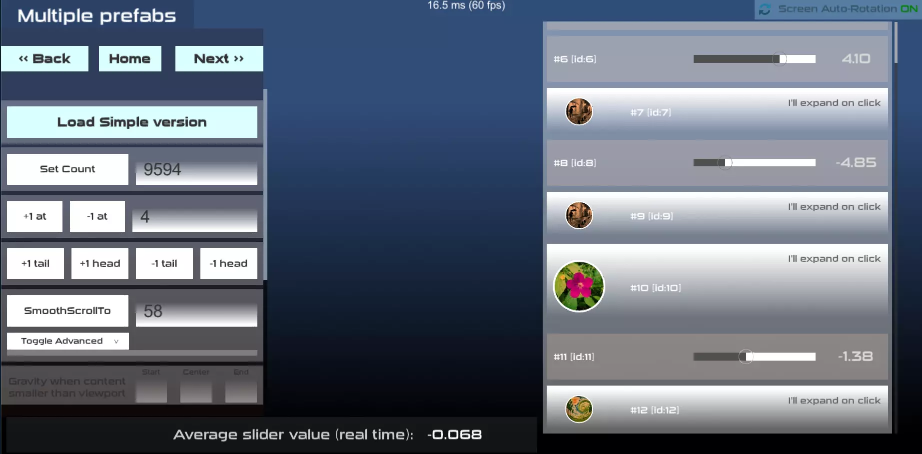 Multiple prefabs with mixed item types