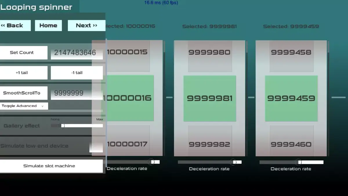 Horizontal scrolling list demo