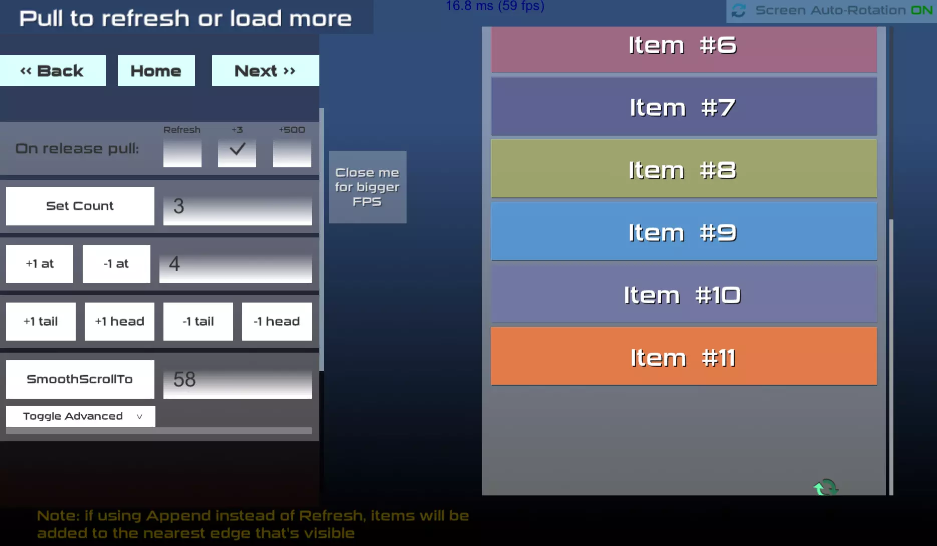 Pull to refresh or load more